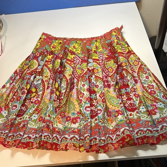 JONES WEAR JEANS PLEATED FLORAL PAISLEY PRINT COTTON MINI SKIRT SIZE 8 - Picture 7 of 11